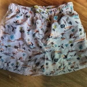 Tropical Print Kids Swim Trunks